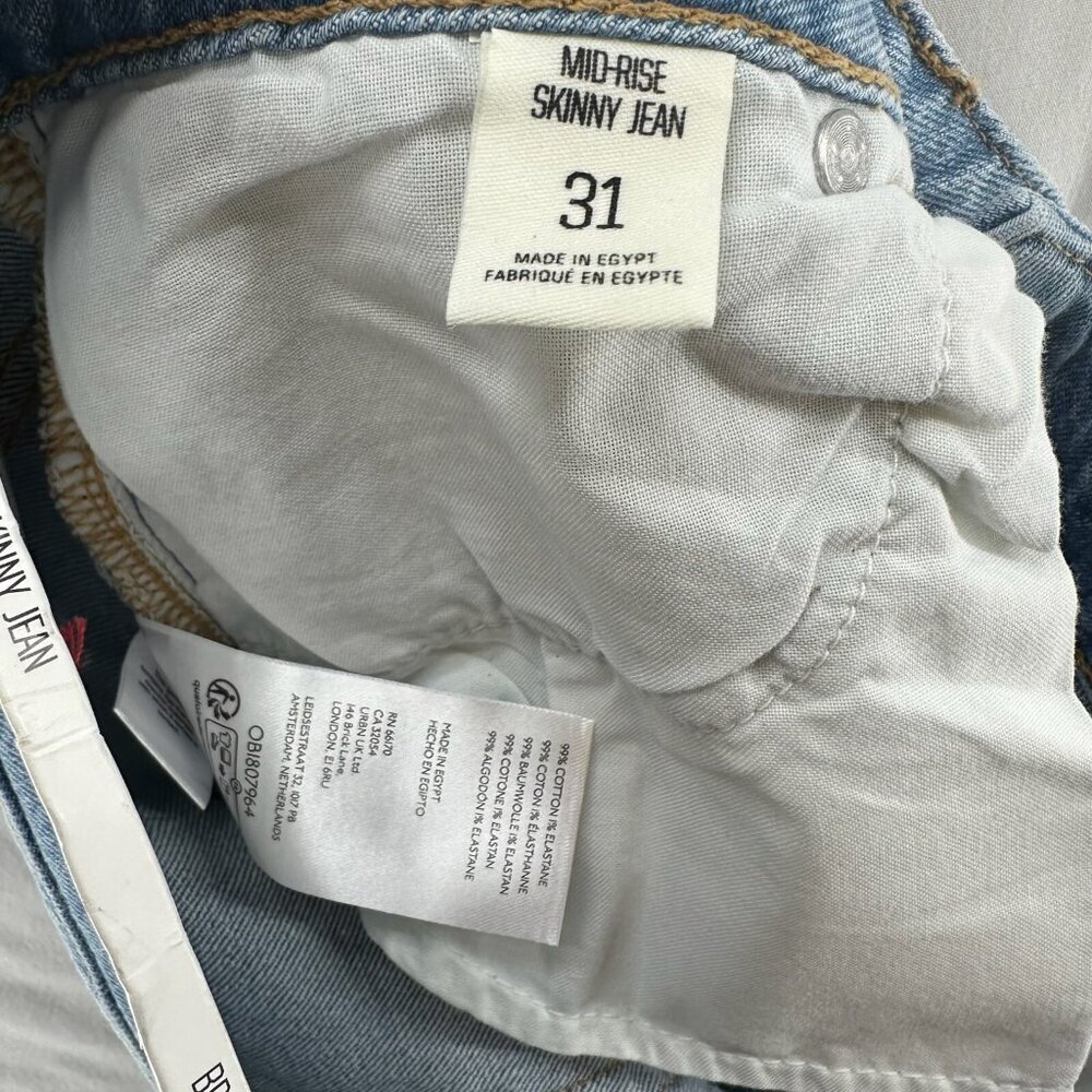 BDG Jeans Womens Size 31 Mid Rise Skinny Cropped Light Washed Denim Cotton Blue - Picture 9 of 12